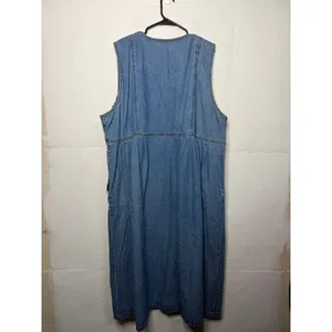 Studio West Vintage 90s 3X Denim Button Down Dress Sleeveless Floral Flowers thumbnail 7