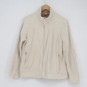 Merona Womens Full Zip Fleece Jacket Cream Off-White Mock Neck Size L thumbnail 2