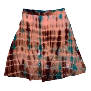 SILK RANCH Tie Dye Floral Mini Skirt Boho Fairy Grunge Sheer Overlay S/M Silk thumbnail 3