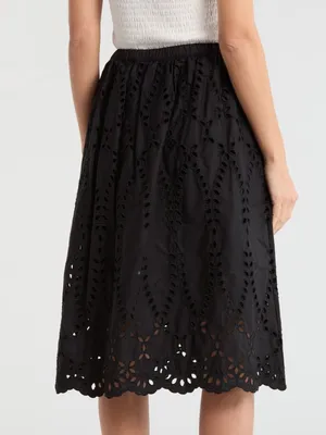 Frank & Eileen Gracie Black Eyelet Midi Skirt NWT XL thumbnail 3