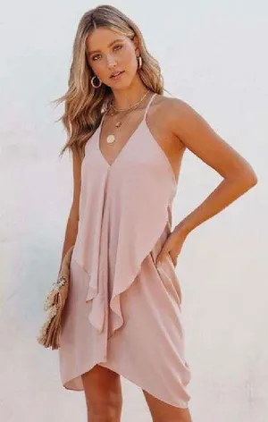 Vici Beige Halter Dress thumbnail 1