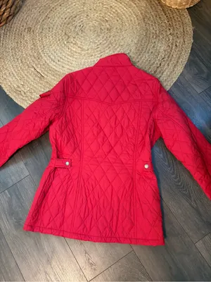 Barbour Bright Red Quilted Field Jacket thumbnail 9