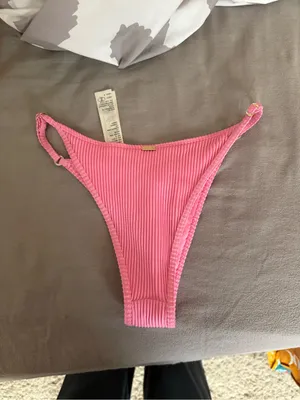 Hollister Pink Ribbed Bikini Bottoms with Side Rings thumbnail 3