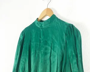 Zara Green Satin Mock Neck Faux Wrap Mini Dress Small Long Sleeve 1165/259 thumbnail 8