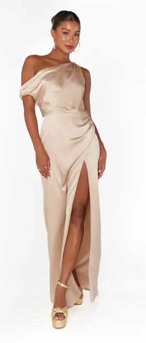 NEW Show Me Your Mumu Jodie Dress Champagne Luxe Satin Size Small thumbnail 1