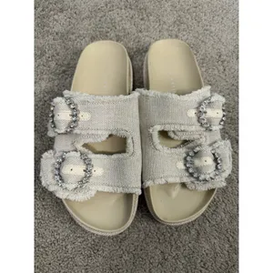 NWOT Kelly & Katie Bejeweled Canvas Slide Sandals Women's Size 8.5 thumbnail 2