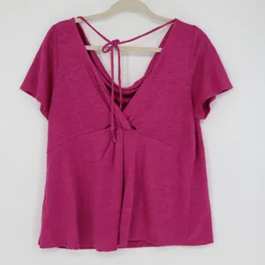 Maeve Anthropologie Women's Horizon‎ Linen Tee Size Small Pink Drape Neck Barbie thumbnail 8