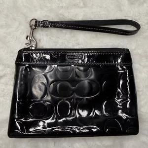 COACH Black Patent Leather Wristlet thumbnail 1