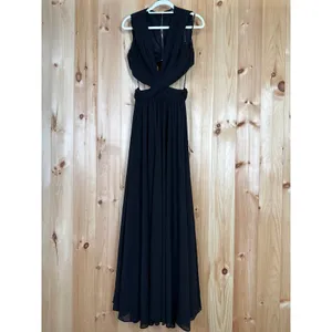 NWT Lulus Vivid Imagination Black Cutout Maxi Dress Wedding Bridesmaid Size M thumbnail 2