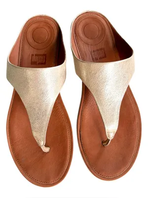 FitFlop Leather Sandals Gold Size 8 thumbnail 1