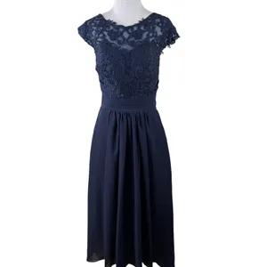 SU Dress Navy Blue Lace Chiffon Bridesmaid Prom Evening Gown NWT Size 6 thumbnail 3