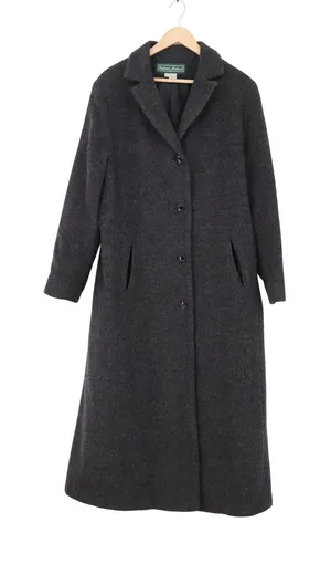 Stephanie Andrews Wool Coat Womens 14 Charcoal Long Trench Excellent thumbnail 1