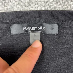 August Silk Sweater Womens M Black Rayon Nylon Crew Neck Tight-Knit Pullover thumbnail 10