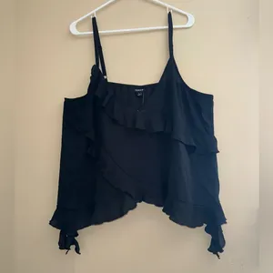 Torrid NWT Georgette Ruffle Cami Deep Black 1x v neck thumbnail 4