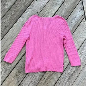 Lauren Ralph Lauren Women's Pink 100% Cotton Mini Cable Knit Sweater Size M thumbnail 2