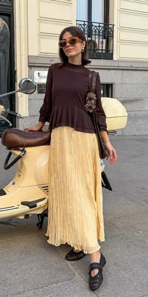 Zara Pleated Cream Maxi Skirt Flowy Summer Casual Style thumbnail 1