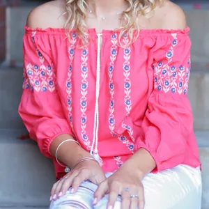 Abercrombie & Fitch Off the Shoulder Pink Blouse thumbnail 7