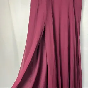 Lulu's Burgundy Wine Red‎ V-Neck Chiffon Maxi Dress S thumbnail 6