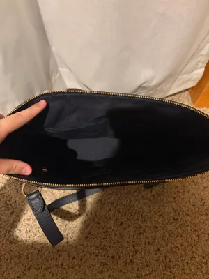 Coach Navy Blue Leather Tote Bag with Gold Hardware thumbnail 3
