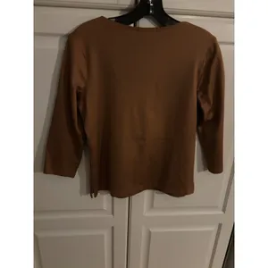 A'Nue Ligne Women's Brown‎ V-Neck 3/4 Sleeve Top Elegant Casual Medium thumbnail 3