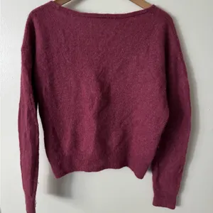Free People S Alpaca Wool Blend V-Neck Sweater in Deep Pink thumbnail 7