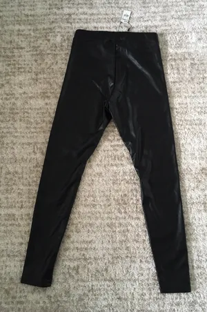 Express NWT high waisted faux Thermal leather pull on leggings Size S thumbnail 6