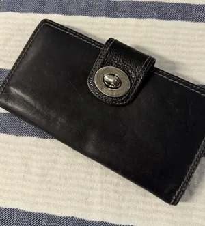 Coach Black Leather Turnlock Checkbook Wallet Organizer Long Bifold thumbnail 1