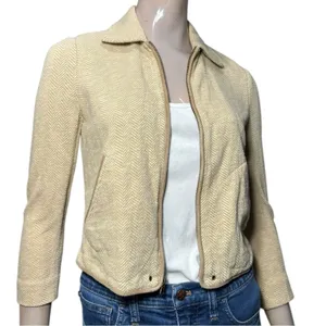 Ralph Lauren Vintage Women’s Tan Beige Herringbone Suede Trim Jacket Size 4 thumbnail 1
