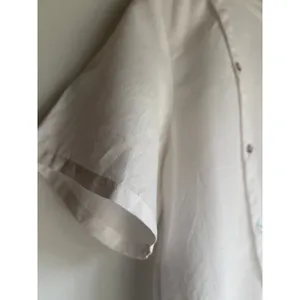 White Linen Cotton Asymmetrical Button Blouse Women's Relaxed Fit Top thumbnail 12