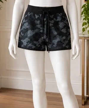 Heartloom Knit Shorts Black Gray Camo Leopard Print Drawstring NWT S thumbnail 1