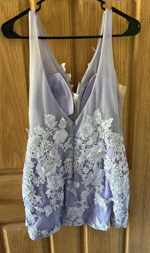 Purple Floral Homecoming Dress thumbnail 2