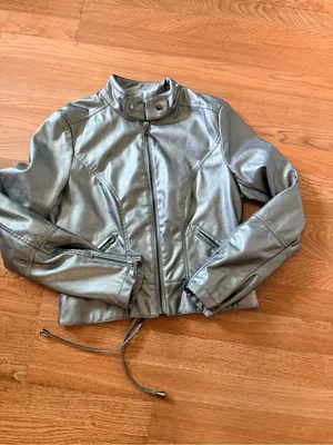 therapy Silver Metallic Faux Leather Varsity Jacket thumbnail 5