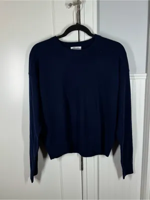 Madewell Crewneck Sweater‎ in Cashmere Dark Cosmos Blue Size Medium NEW capsule thumbnail 2