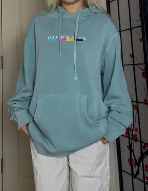 Fanjoy | David Dobrik Merch “David’s Vlog” Mint Green Drawstring Pullover Hoodie thumbnail 1
