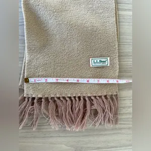 L.L. Bean Beige Fringed Scarf Tan thumbnail 3