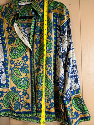Zara Paisley Print Button-Down Satin Blouse thumbnail 5