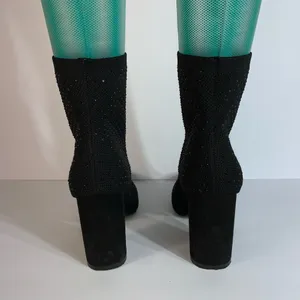 Altar'd State Sylvana black knit rhinestone booties size 8.5M thumbnail 5