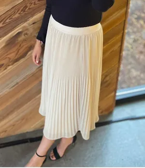 Womens Champagne Midi Length Pleated Skirt In Size Small thumbnail 1
