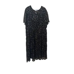 Baltic born Belfast Pleated Maxi Dress 3x Black Floral Cottagecore thumbnail 3