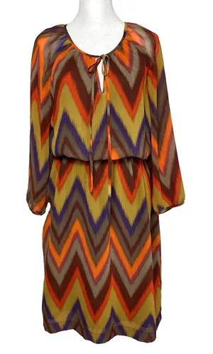 Banana Republic Womens Size 8 Dress‎ Orange Purple Western Chiffon Boho Peasant thumbnail 1