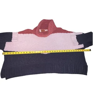 POL Color Block Turtleneck Sweater‎ Women's Small Pink Burgundy Navy Chunky Knit thumbnail 5