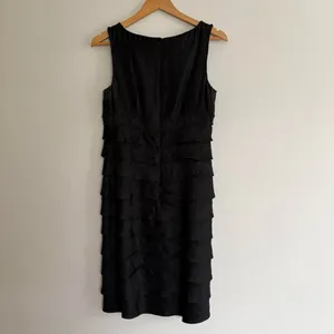 Vintage 90s y2k Adrianna Papell black tiered ruffle beaded vampy sheath dress thumbnail 5