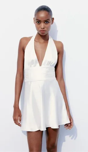 Zara halter dress satin effect bow back tied wedding party coctail shower thumbnail 8