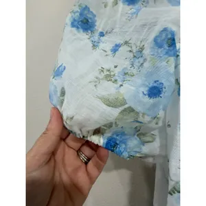 Blu Pepper Blue Floral Puff Sleeve Cutout Back Mini Dress Size Small thumbnail 9