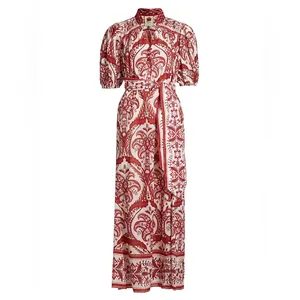 FARM RIO Off-White Green Floral Cascade Lenzing Ecovero mid Dress, small, $280 thumbnail 9