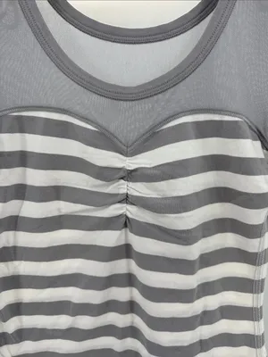 Hollister White Gray Striped mesh fitted Women’s Top rockabilly punk L going out thumbnail 8