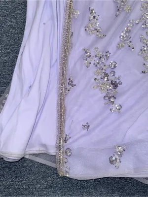 Lavender Purple Glitter Beaded Gown Size L thumbnail 4
