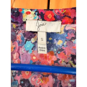 Joie 100% Silk Floral Print V-Neck Blouse Top Women's S Multicolor Cap Sleeve thumbnail 6