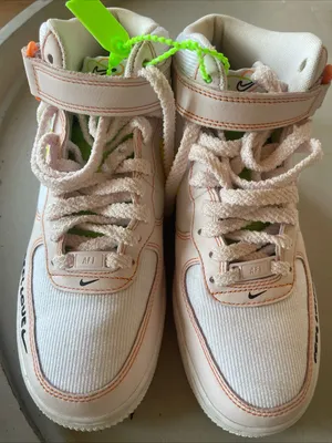 Nike Kids High-Top Sneakers in White with Yellow Swoosh and Neon Accents thumbnail 3