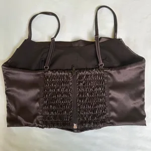 Black satin corset crop top thumbnail 2